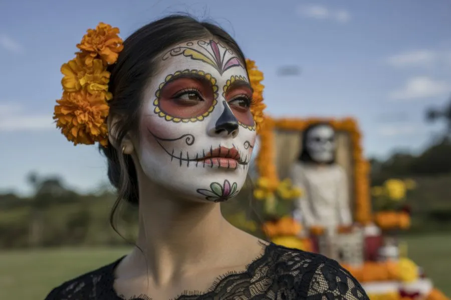woman with mexican day of the dead makeup